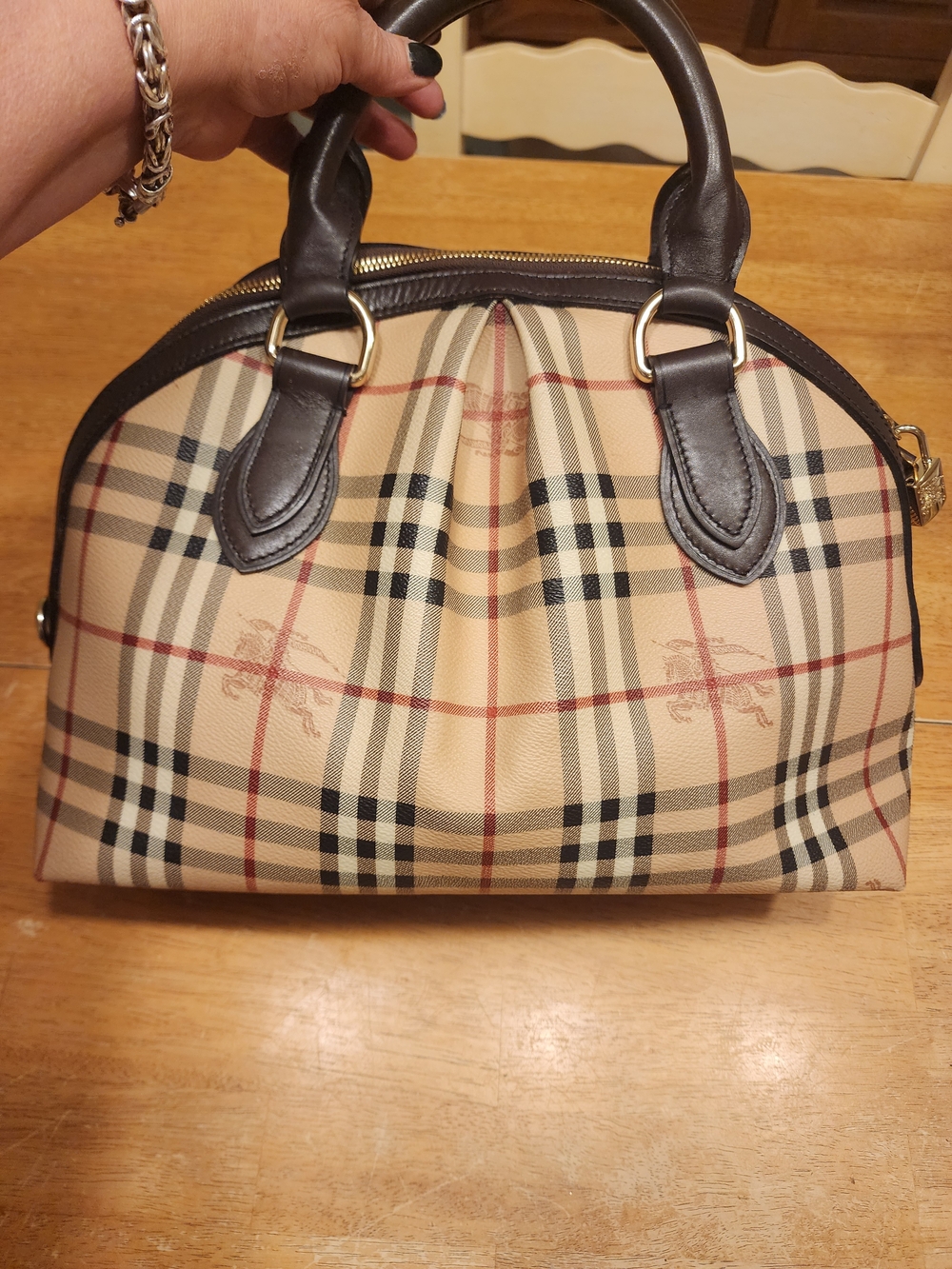 Burberry Haymarket Check top handle bowling bag